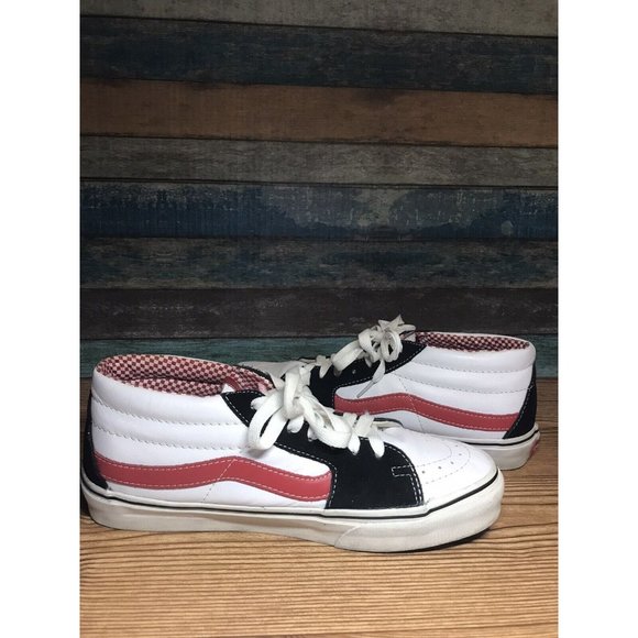 vans sk8 hi white black red checkered inner mens 10.5 Shoes Retro Classic Look - Picture 5 of 11